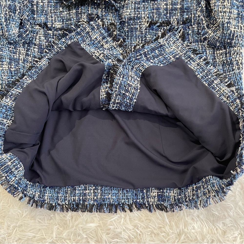 Chico's Blue Tweed Fringed Blazer - Picture 5 of 9